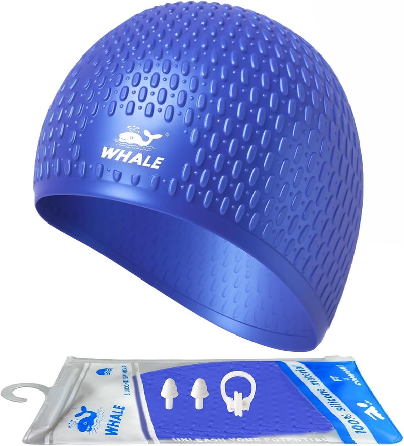 Whale Whlae Extra-Large Swim Cap, Featuring A Durable Silicone Strap and Waterproof Ear Design, Suitable for Long Hair, Thick Curly Hair and African Braids - Image 1